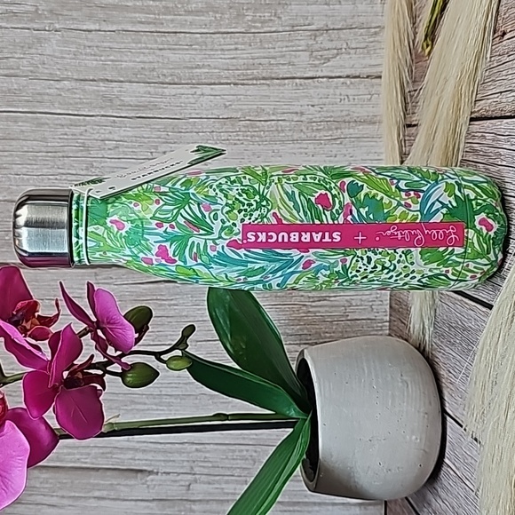 NWT LILLY PULITZER STARBUCKS S'WELL PALM BEACH JUNGLE WATER BOTTLE CANTEEN - Picture 1 of 13